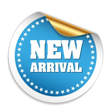 Mavi yuvarlak yeni varış sticker