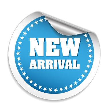 Mavi yuvarlak yeni varış sticker