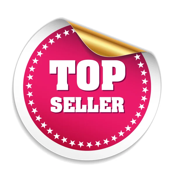 Top seller sticker with gold peel — Stock Vector