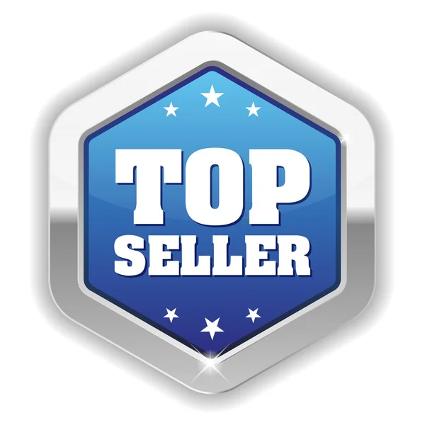 Pulsante blu top seller — Vettoriale Stock
