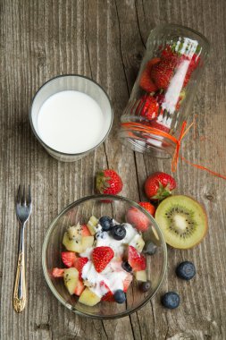 fruites krema ile karıştırın