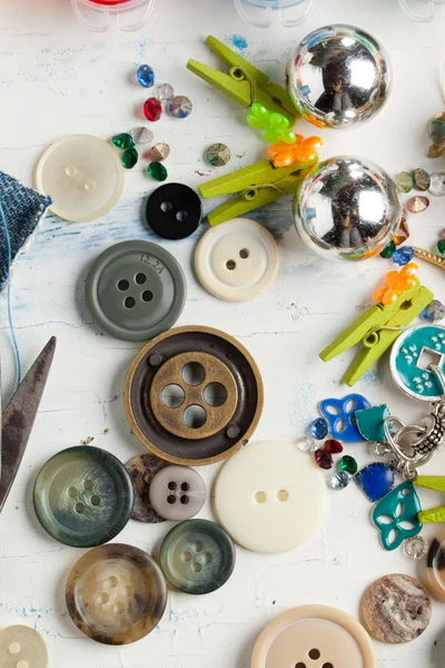 Collection of various buttons and pins — Stock Photo, Image