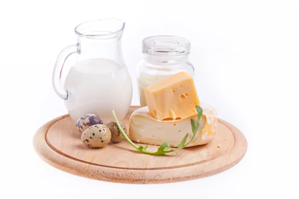 Queso blanco y leche — Foto de Stock