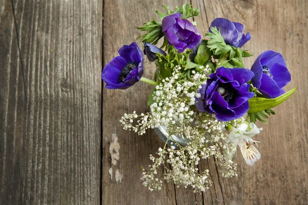 Bouquet of blue anemones — Stock Photo, Image