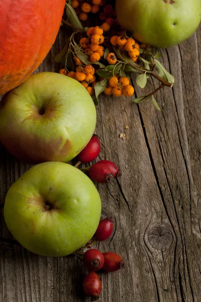 Hintergrund mit Äpfeln und Beeren — Stockfoto