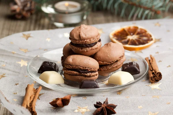 Chocolate macarons — Stock Photo, Image