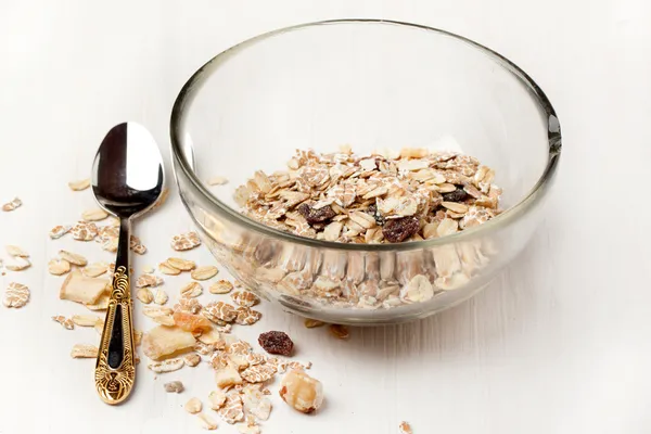 Kom van droge muesli — Stockfoto