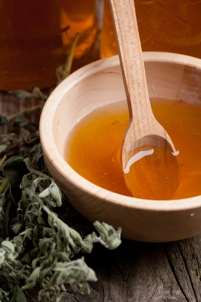 Plate with fresh honey