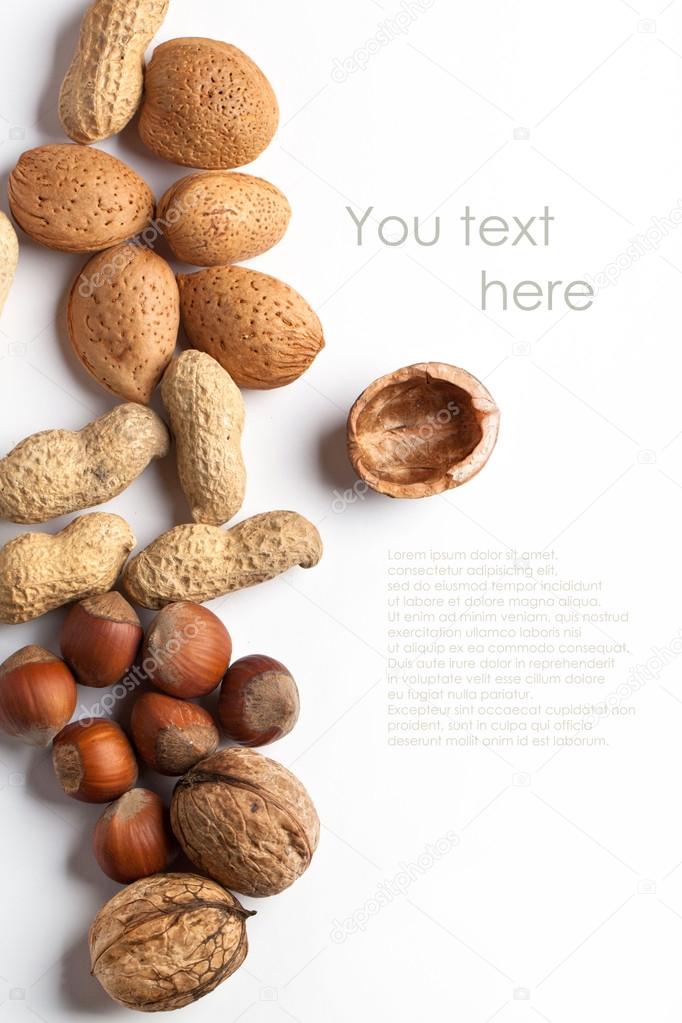 Assorted nuts almond, hazelnut, walnut and peanut