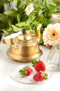 gerbera çiçek avuç çilek tabağı