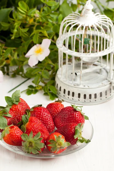 taze çilek ile plaka