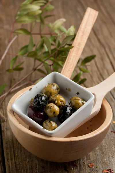 Bowl with olives — Stock Photo, Image