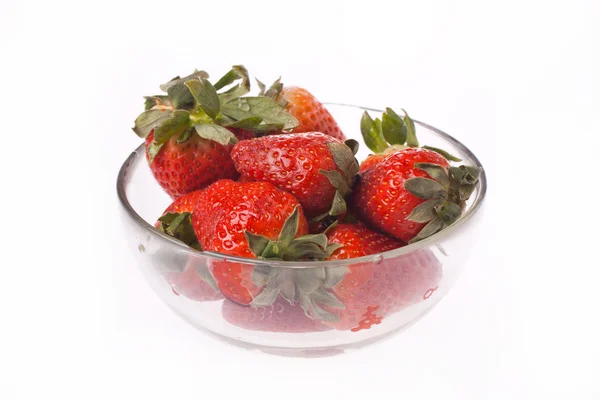 Bowl of strawberries isolated — Stock Photo, Image