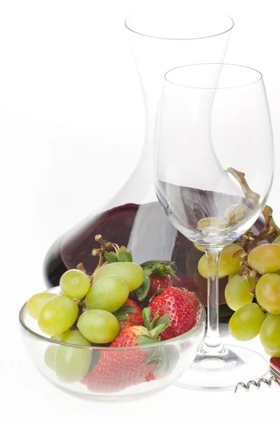 Wine and fruits isolated — Stock Photo, Image