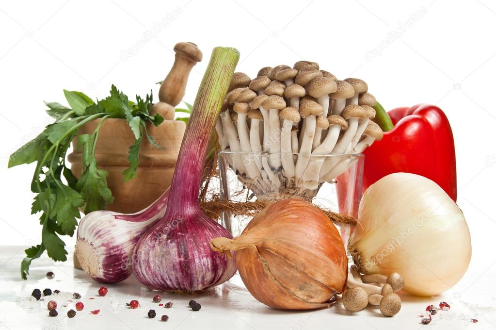 Mushrooms and vegetables