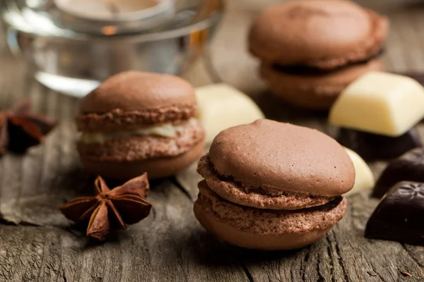 Chocolate macarons — Stock Photo, Image