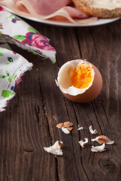 Boiled egg and textile — Stock Photo, Image