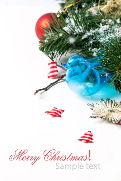 Weihnachtskarte mit blauem Vogel — Stockfoto