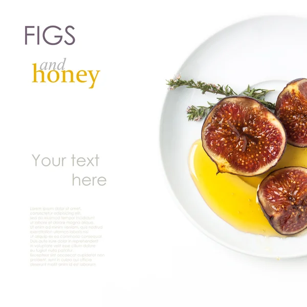 Top view on figs and honey — Stock Photo, Image