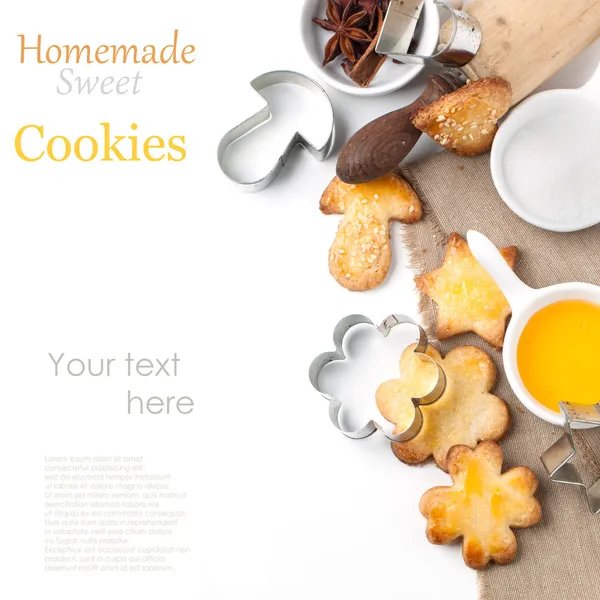 Sugar cookies with honey and sesame — Stock Photo, Image