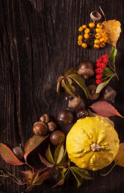 kabak ve sonbahar yaprakları ile süsleme