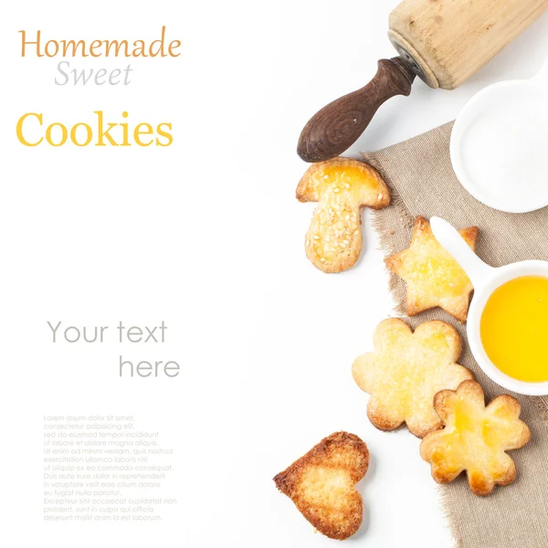 Sugar cookies with honey and sesame — Stock Photo, Image