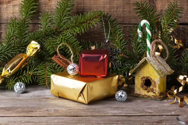 Kerstdecoratie met geneste box — Stockfoto