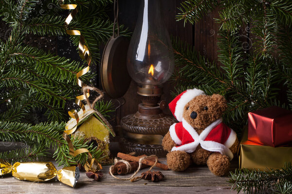 Christmas decoration with teddy bear