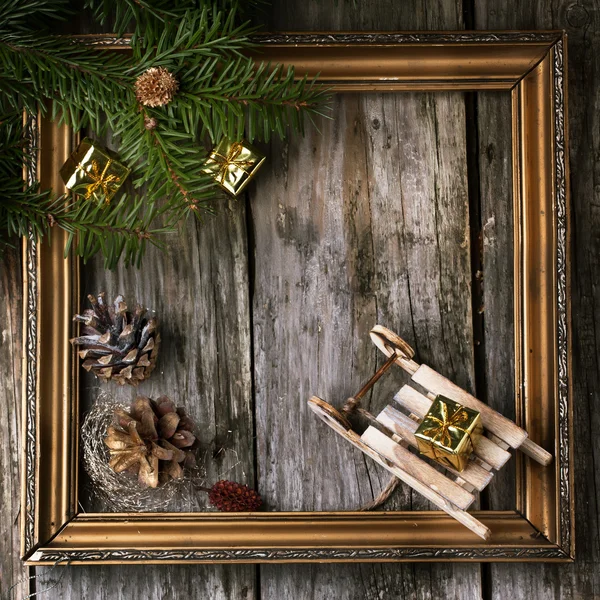 Christmas card with vintage frame — Stock Photo, Image