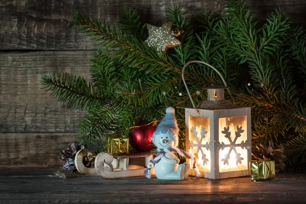 Christmas lantern with christmas tree Royalty Free Stock Images