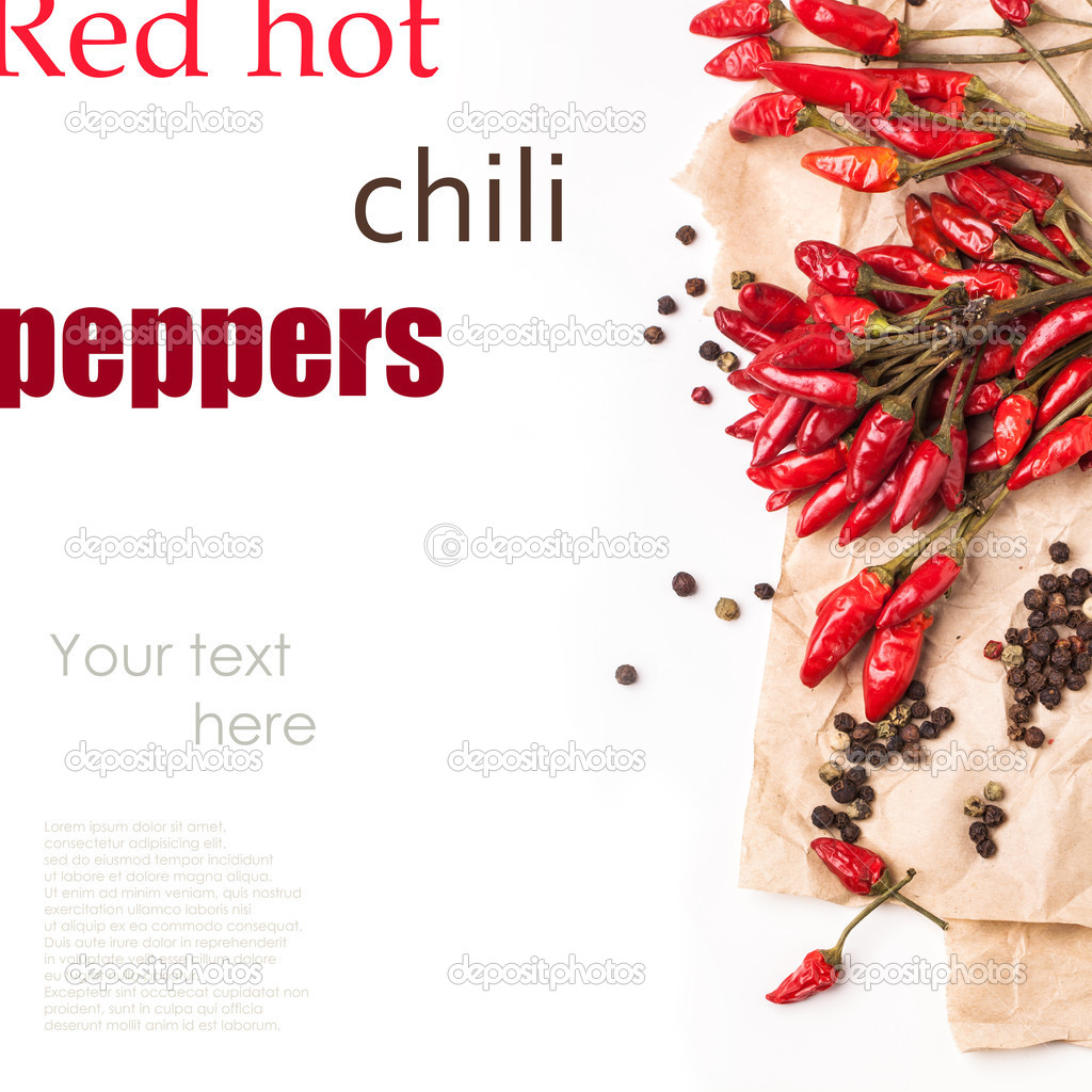Red hot chili peppers over white