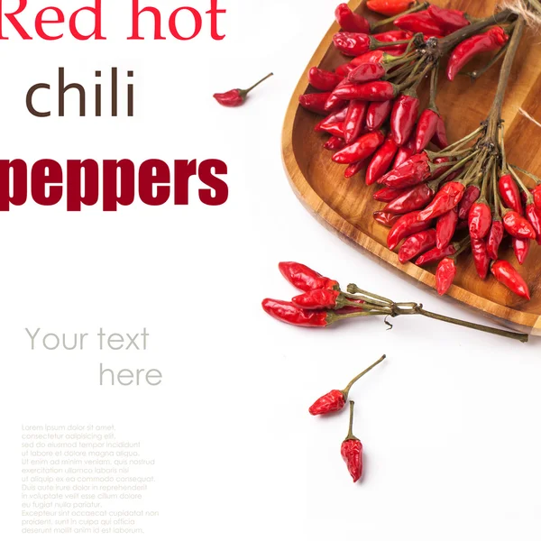 Red hot chili papričky nad bílá — Stock fotografie