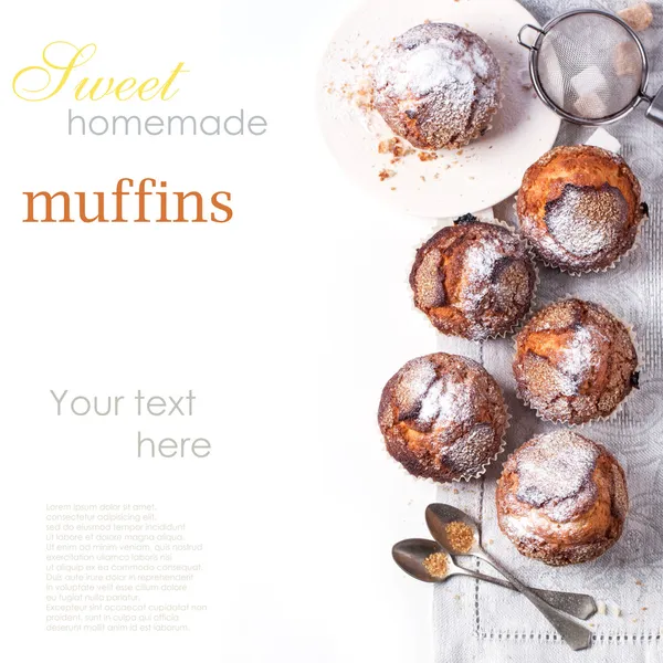 beyaz üzerine şeker kek üzerinde Üstten Görünüm