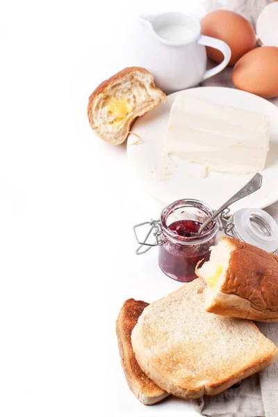 Breakfast with toasts and jam — Stock Photo, Image