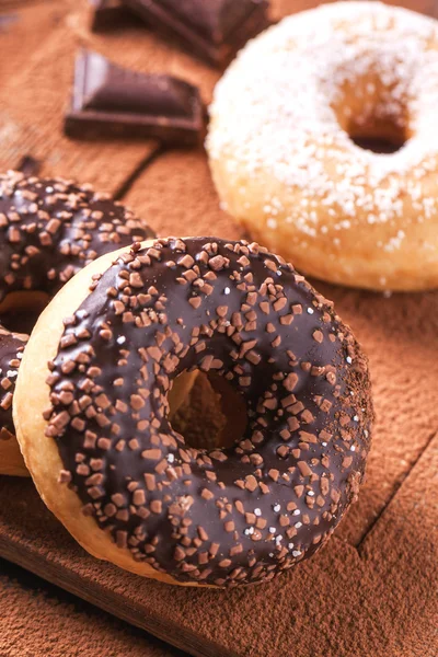 Donuts with chocolate — Stock Photo, Image