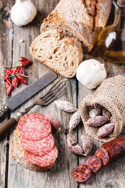 Sausage and bread — Stock Photo, Image