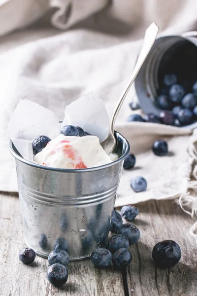 블루베리가 있는 아이스크림 — 스톡 사진