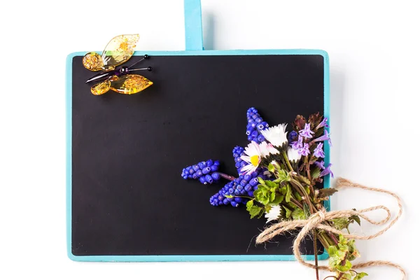 Chalkboard with flowers — Stock Photo, Image