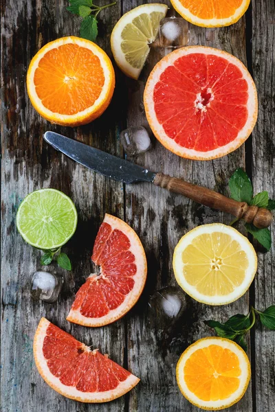 Uppsättning av skivade citrusfrukter — Stockfoto