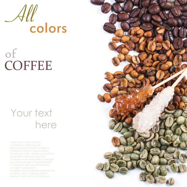 Zelená, hnědá a černá káva na chalckboard — Stock fotografie