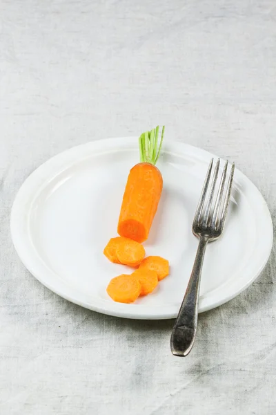 Plättchen mit geschnittener Karotte — Stockfoto