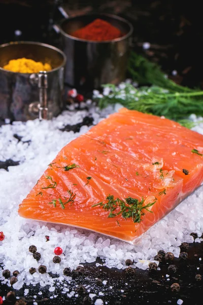 Salmon asin dengan rempah-rempah — Stok Foto