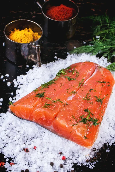 Salted salmon with spices — Stock Photo, Image