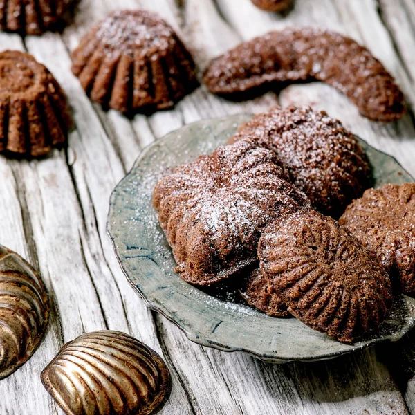 Σπιτικά Παραδοσιακά Μπισκότα Κρούστα Μπισκότα Σοκολάτας Άχνη Ζάχαρη Κακάο Κεραμικό — Φωτογραφία Αρχείου