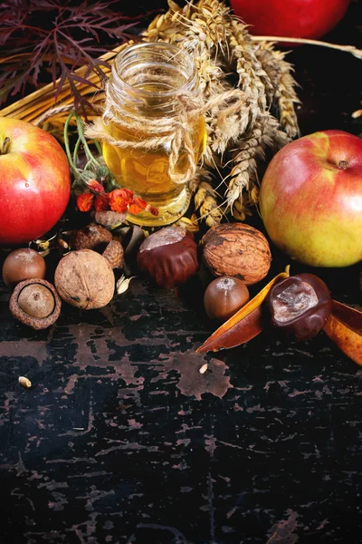 꿀, 견과류, 사과 — 스톡 사진