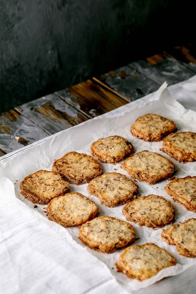 Homemade Shortbread Sugar Cookies Nuts White Chocolate Baking Paper White — стоковое фото