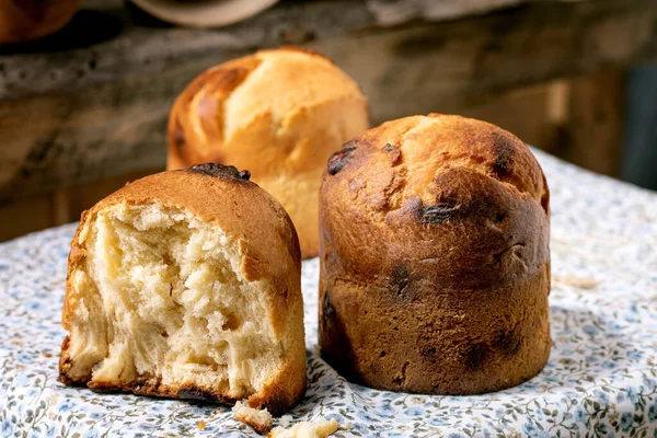 Homemade Traditional Italian Brioche Wheat Bread Cheese Whole Half Standing — Photo
