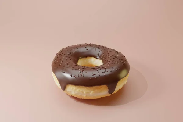 Realista Grande Donut Vidros Render Donut Com Esmalte Chocolate Chocolate — Fotografia de Stock