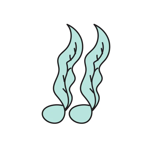 Cute Seaweed Hand Drawn Vector Illustration Design Element — Archivo Imágenes Vectoriales