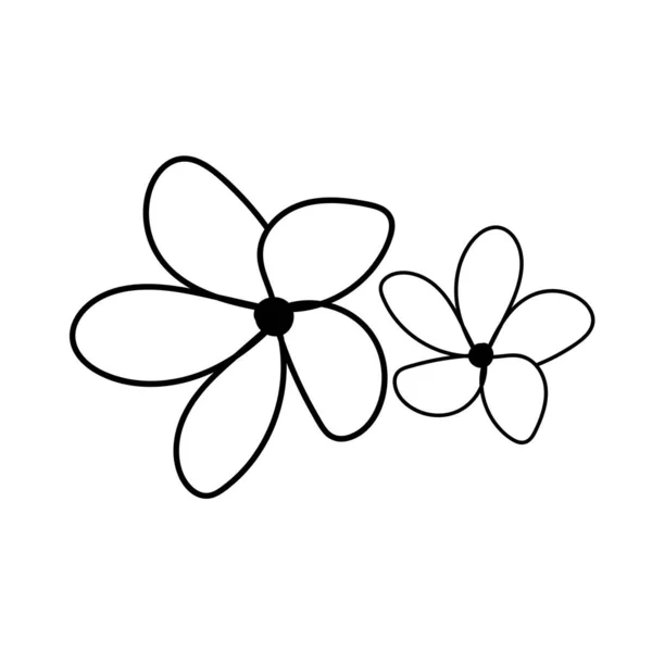 Flower Line Art Illustration Vector Elements Design — Vetor de Stock